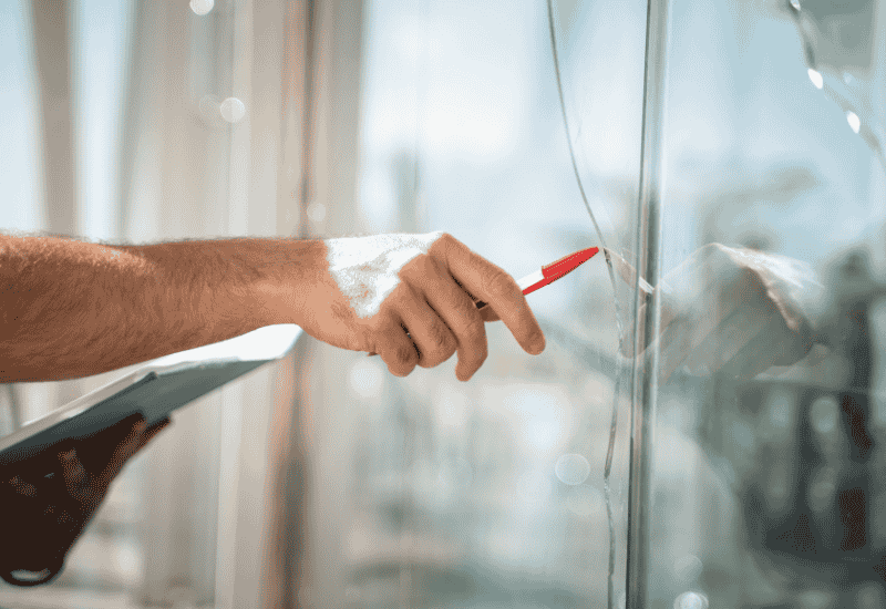 Une vitre cassée qui nécessiterait un remplacement de fenêtre par l'entreprise godinho